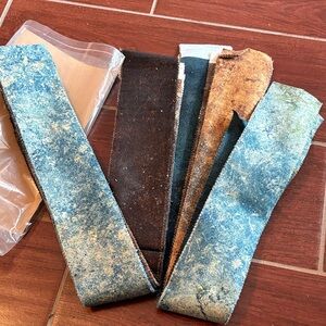 Assorted Fabric Strips in Blue and Brown